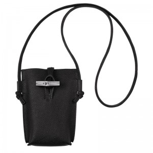 Coque Longchamp Roseau with lace Femme Noir | 0865-KIGFW