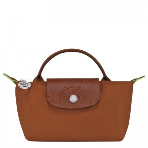 Pochettes Longchamp Le Pliage Green with handle Femme Marron | 9813-DKBYJ