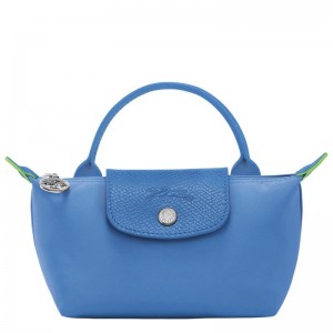 Pochettes Longchamp Le Pliage Green with handle Femme Bleu | 6830-VXRYW