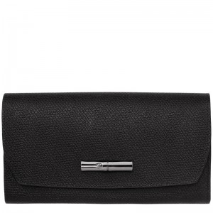 Portefeuilles Longchamp Roseau Continental Femme Noir | 8196-VEGMX