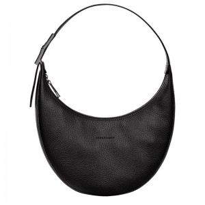 Sac Hobo Longchamp Roseau Essential M Femme Noir | 2345-ZYNTC