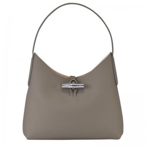 Sac Hobo Longchamp Roseau M Femme Grise | 7016-KHWVX