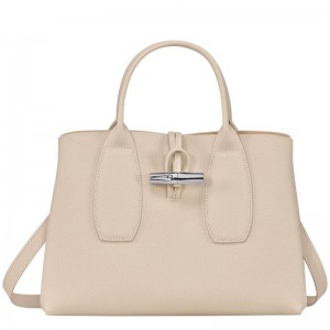 Sac a Main Longchamp Roseau M Femme Blanche | 1284-ENLSC