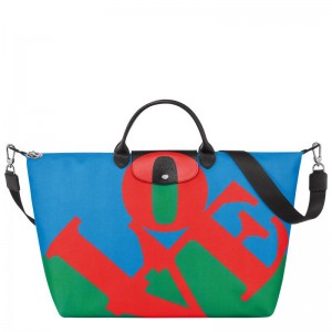 Sac de Voyage Longchamp x Robert Indiana Femme Red/Navy | 5892-TKGDN