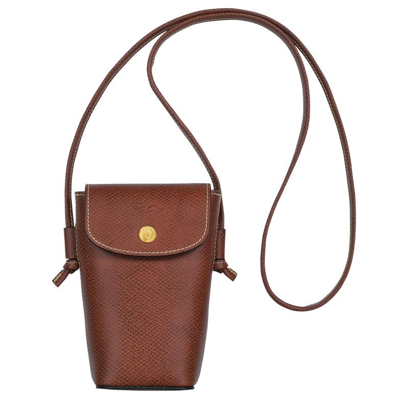 Coque Longchamp Épure with leather lace Femme Marron | 0148-MDRBI