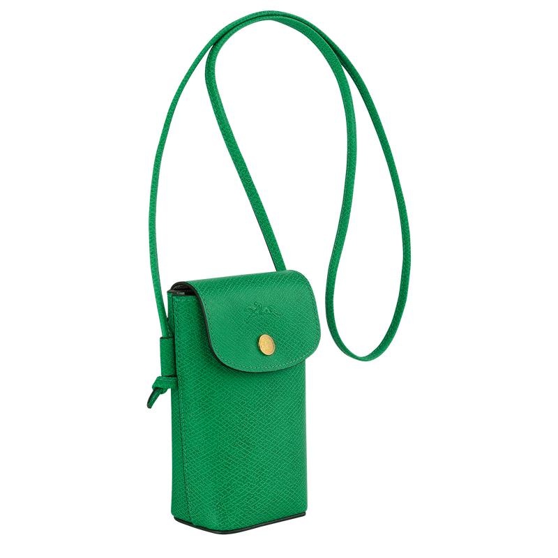 Coque Longchamp Épure with leather lace Femme Vert | 9628-CXWML