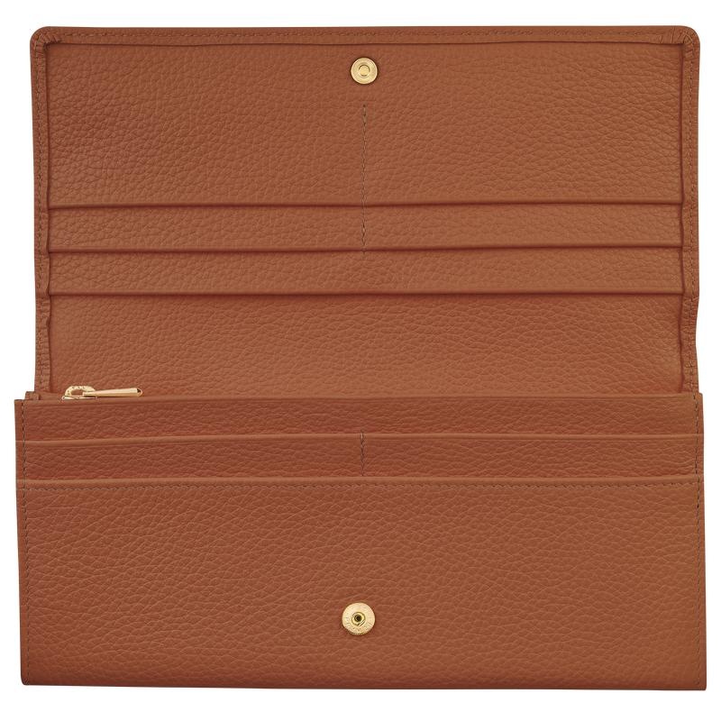 Portefeuilles Longchamp Le Foulonné Continental Femme Marron | 7405-YKTNE