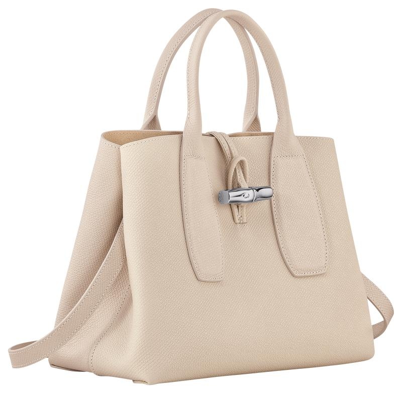 Sac a Main Longchamp Roseau M Femme Blanche | 1284-ENLSC