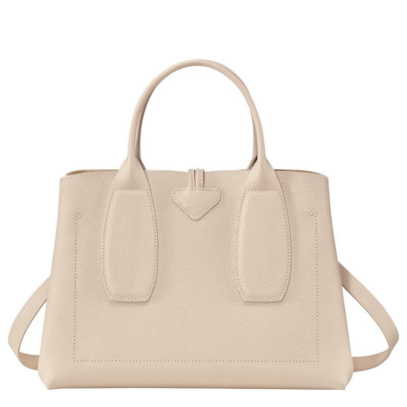 Sac a Main Longchamp Roseau M Femme Blanche | 1284-ENLSC