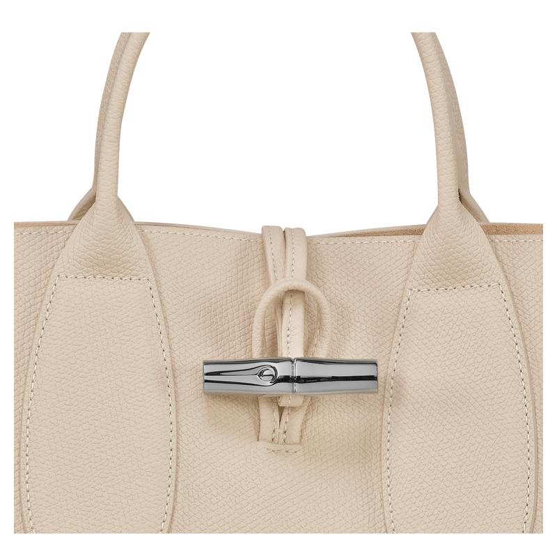 Sac a Main Longchamp Roseau M Femme Blanche | 1284-ENLSC