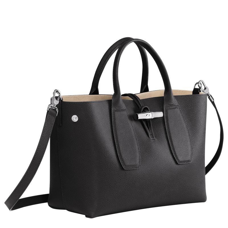 Sac a Main Longchamp Roseau M Femme Noir | 1094-BUETK