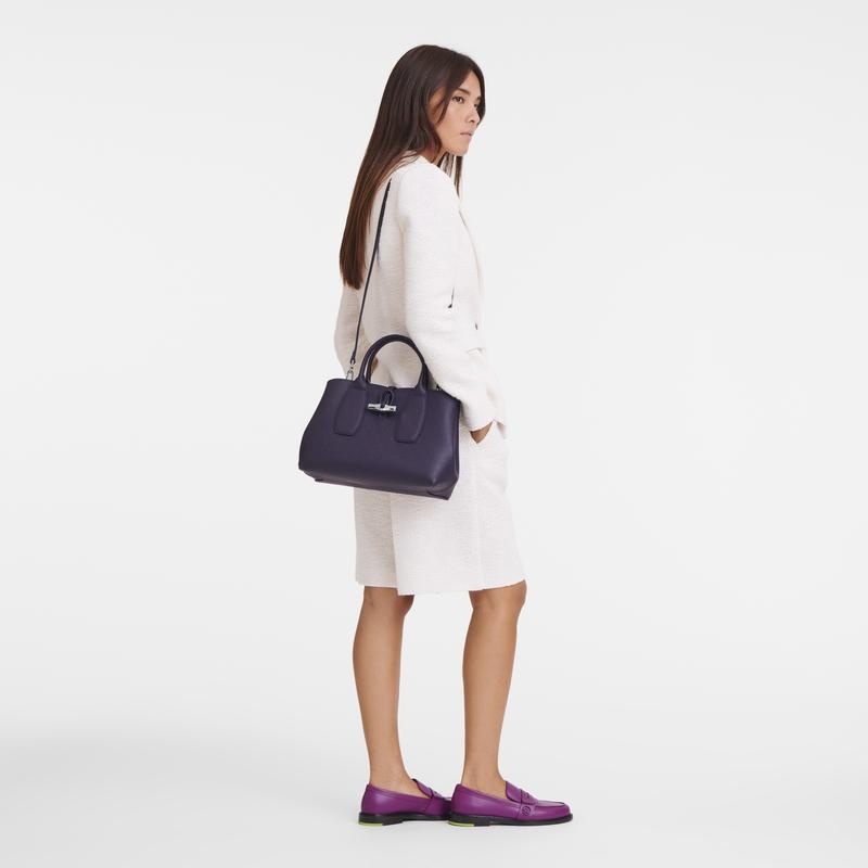 Sac a Main Longchamp Roseau M Femme Violette | 6172-QKIAJ