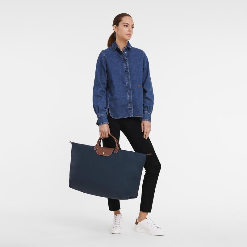 Sac de Voyage Longchamp Le Pliage Original M Femme Bleu Marine | 1058-CUMEJ