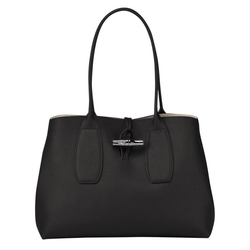 Sacs Fourre Tout Longchamp Roseau L Femme Noir | 2975-KPHDQ