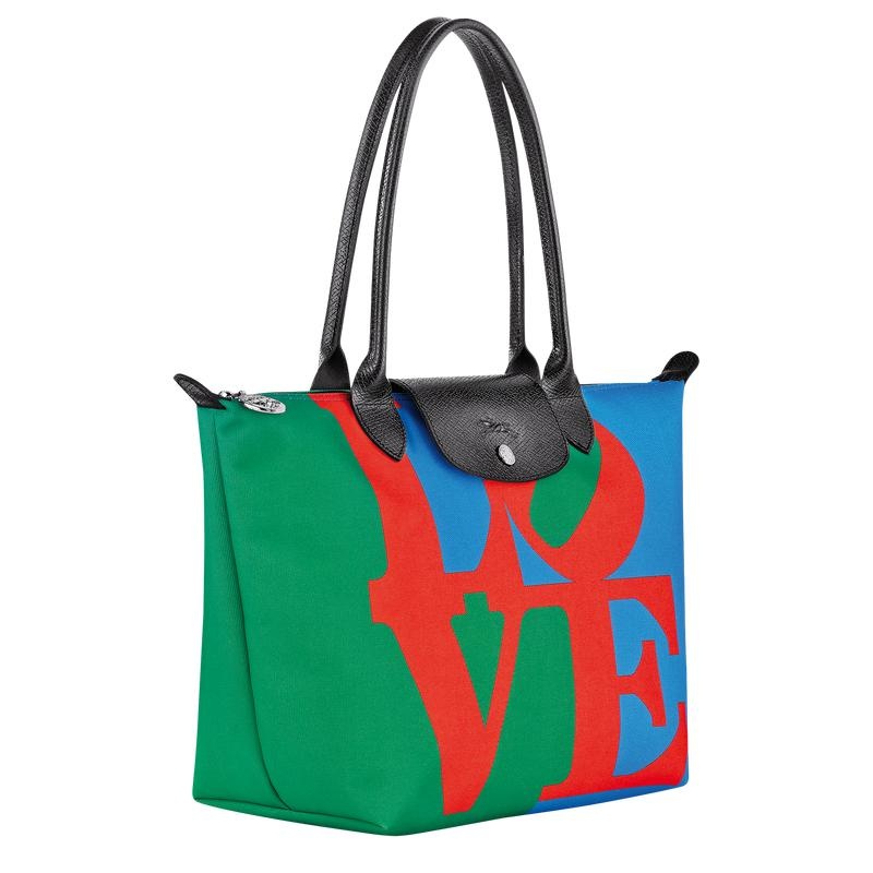 Sacs Fourre Tout Longchamp x Robert Indiana M Femme Red/Navy | 2704-TGCNP