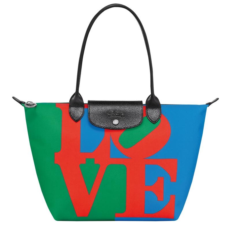 Sacs Fourre Tout Longchamp x Robert Indiana M Femme Red/Navy | 2704-TGCNP